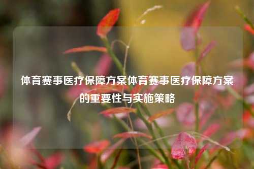 体育赛事医疗保障方案体育赛事医疗保障方案的重要性与实施策略