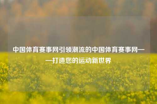中国体育赛事网引领潮流的中国体育赛事网——打造您的运动新世界