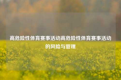 高危险性体育赛事活动高危险性体育赛事活动的风险与管理
