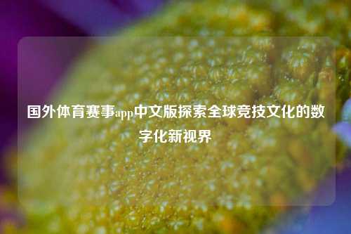 国外体育赛事app中文版探索全球竞技文化的数字化新视界