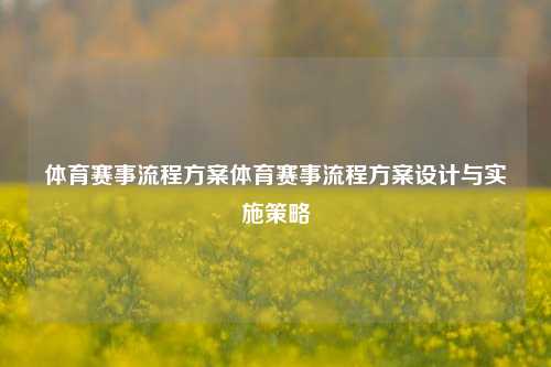 体育赛事流程方案体育赛事流程方案设计与实施策略