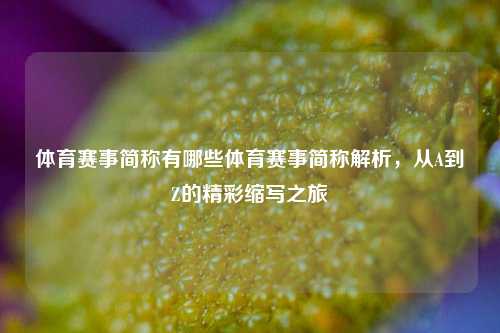 体育赛事简称有哪些体育赛事简称解析，从A到Z的精彩缩写之旅