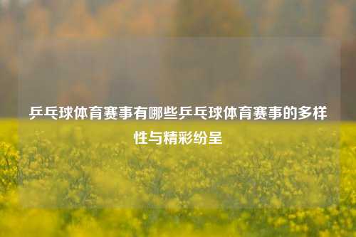 乒乓球体育赛事有哪些乒乓球体育赛事的多样性与精彩纷呈