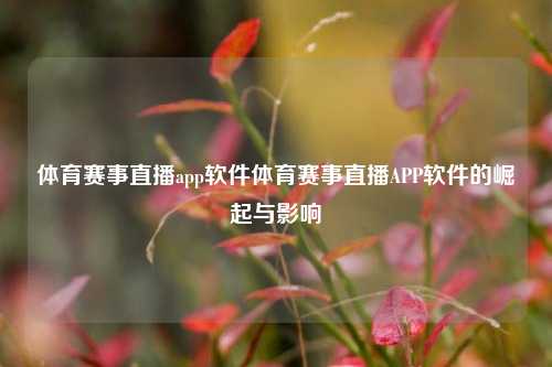 体育赛事直播app软件体育赛事直播APP软件的崛起与影响