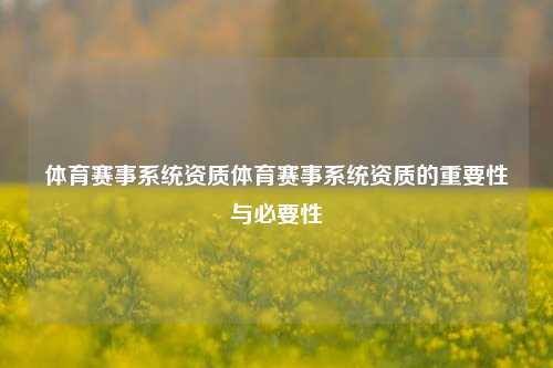 体育赛事系统资质体育赛事系统资质的重要性与必要性