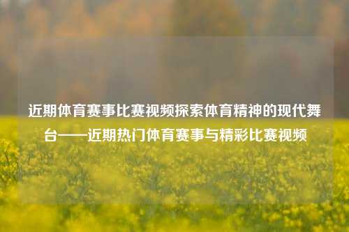 近期体育赛事比赛视频探索体育精神的现代舞台——近期热门体育赛事与精彩比赛视频