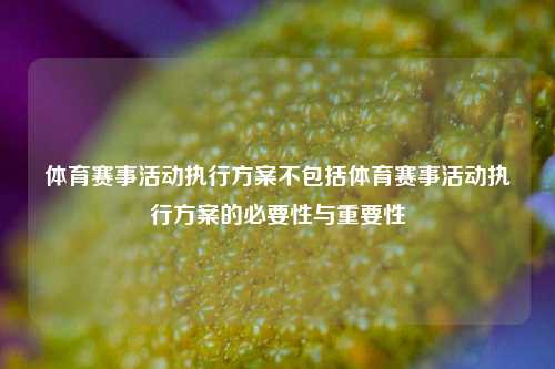 体育赛事活动执行方案不包括体育赛事活动执行方案的必要性与重要性