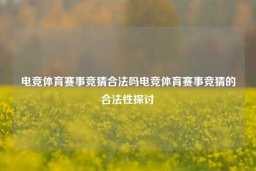 电竞体育赛事竞猜合法吗电竞体育赛事竞猜的合法性探讨