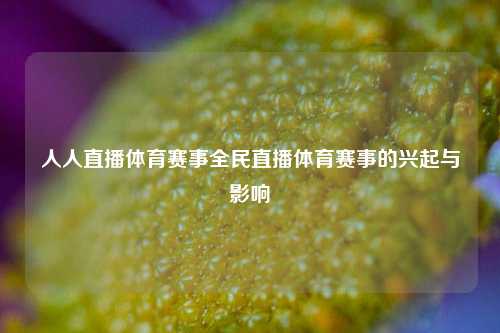 人人直播体育赛事全民直播体育赛事的兴起与影响
