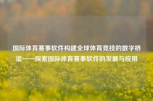 国际体育赛事软件构建全球体育竞技的数字桥梁——探索国际体育赛事软件的发展与应用
