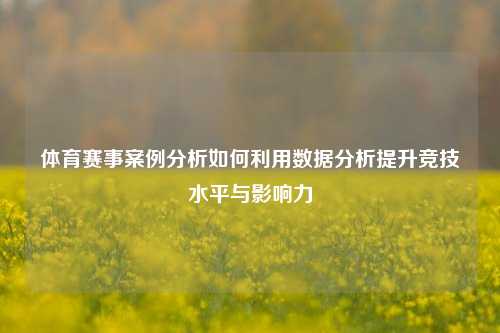 体育赛事案例分析如何利用数据分析提升竞技水平与影响力