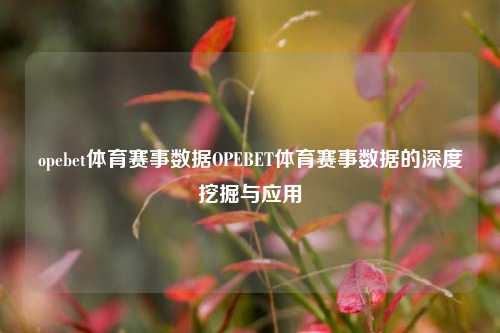 opebet体育赛事数据OPEBET体育赛事数据的深度挖掘与应用