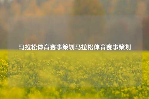 马拉松体育赛事策划马拉松体育赛事策划