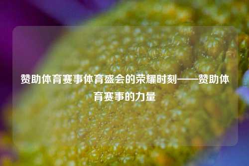赞助体育赛事体育盛会的荣耀时刻——赞助体育赛事的力量