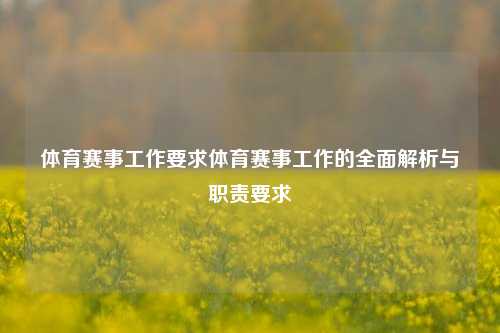 体育赛事工作要求体育赛事工作的全面解析与职责要求