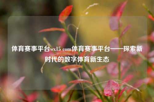 体育赛事平台wx15 com体育赛事平台——探索新时代的数字体育新生态