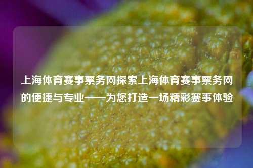 上海体育赛事票务网探索上海体育赛事票务网的便捷与专业——为您打造一场精彩赛事体验