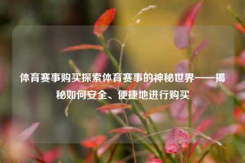 体育赛事购买探索体育赛事的神秘世界——揭秘如何安全、便捷地进行购买