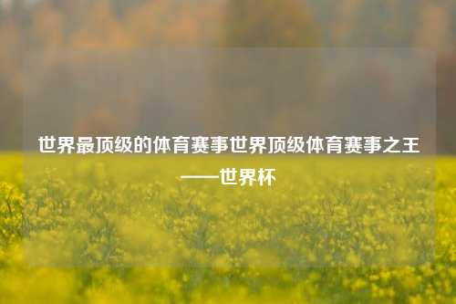 世界最顶级的体育赛事世界顶级体育赛事之王——世界杯
