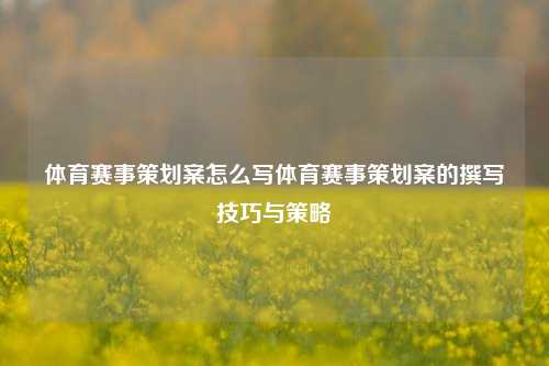 体育赛事策划案怎么写体育赛事策划案的撰写技巧与策略