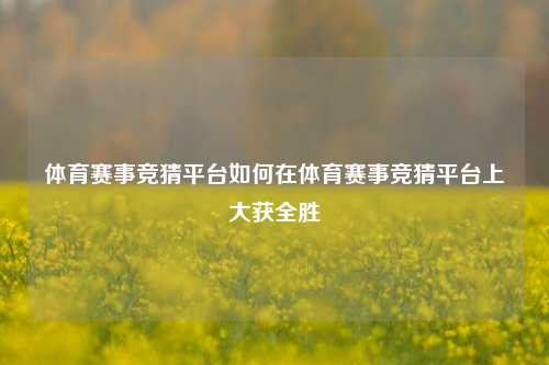体育赛事竞猜平台如何在体育赛事竞猜平台上大获全胜