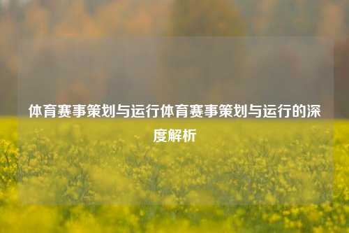 体育赛事策划与运行体育赛事策划与运行的深度解析