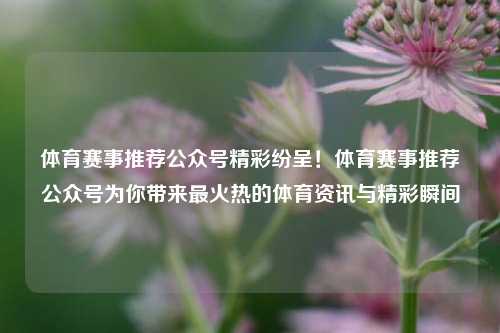 体育赛事推荐公众号精彩纷呈！体育赛事推荐公众号为你带来最火热的体育资讯与精彩瞬间