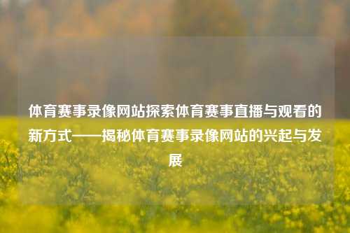 体育赛事录像网站探索体育赛事直播与观看的新方式——揭秘体育赛事录像网站的兴起与发展