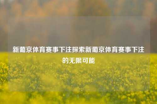 新葡京体育赛事下注探索新葡京体育赛事下注的无限可能