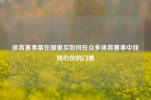体育赛事票在哪里买如何在众多体育赛事中找到心仪的门票