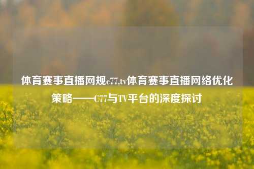 体育赛事直播网规c77,tv体育赛事直播网络优化策略——C77与TV平台的深度探讨