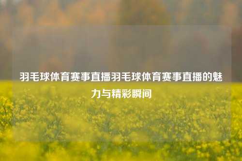 羽毛球体育赛事直播羽毛球体育赛事直播的魅力与精彩瞬间