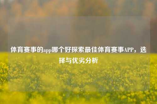 体育赛事的app哪个好探索最佳体育赛事APP，选择与优劣分析