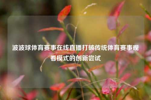 波波球体育赛事在线直播打破传统体育赛事观看模式的创新尝试