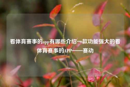 看体育赛事的app有哪些介绍一款功能强大的看体育赛事的APP——赛动