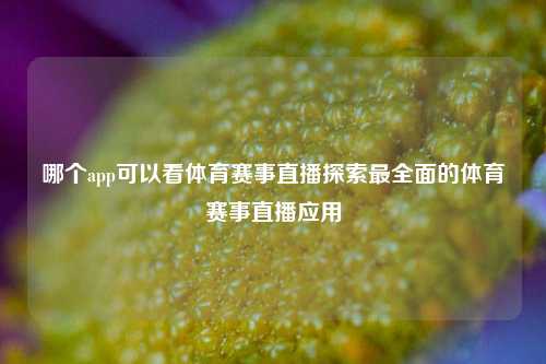 哪个app可以看体育赛事直播探索最全面的体育赛事直播应用