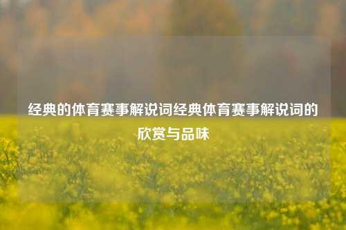 经典的体育赛事解说词经典体育赛事解说词的欣赏与品味