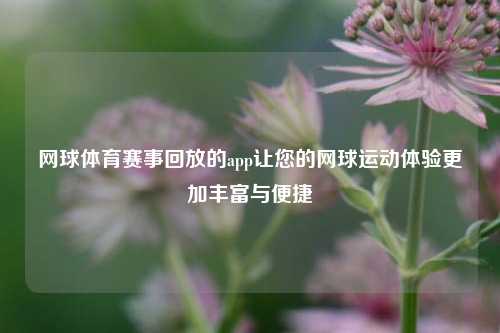 网球体育赛事回放的app让您的网球运动体验更加丰富与便捷